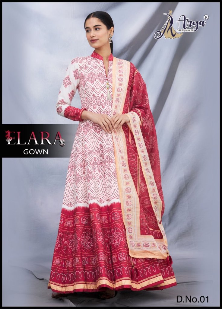 Ethnic Gowns | Long Cotton Gown With Dupatta | Freeup