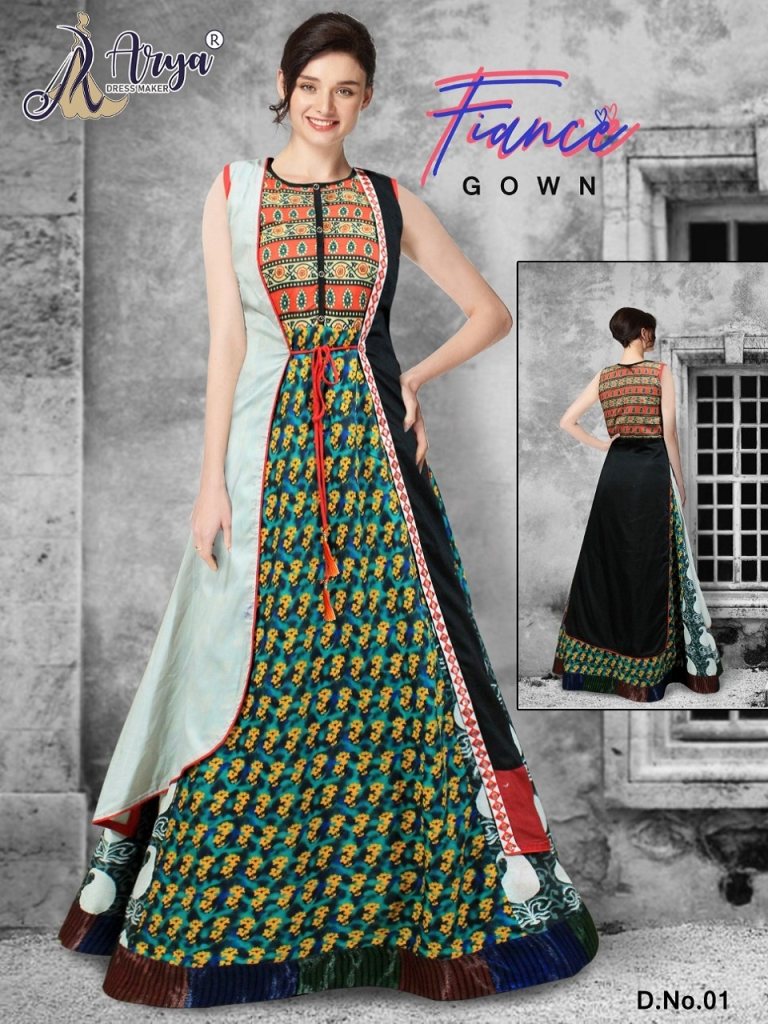 Arya Designs Zoya Vol-1 Dno 41001 - 41008 Series Women Indian Designer Long  Gown Chinon Silk Girlish Stylish Party Wedding Wear At Wholesale Price