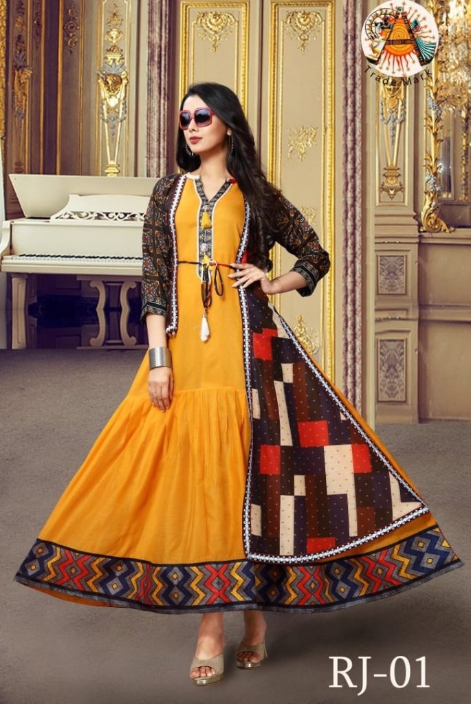 Rajwadi Chanderi With Rich Digital Print Gown at Rs 699/piece | Printed Gown  in Surat | ID: 25925689548