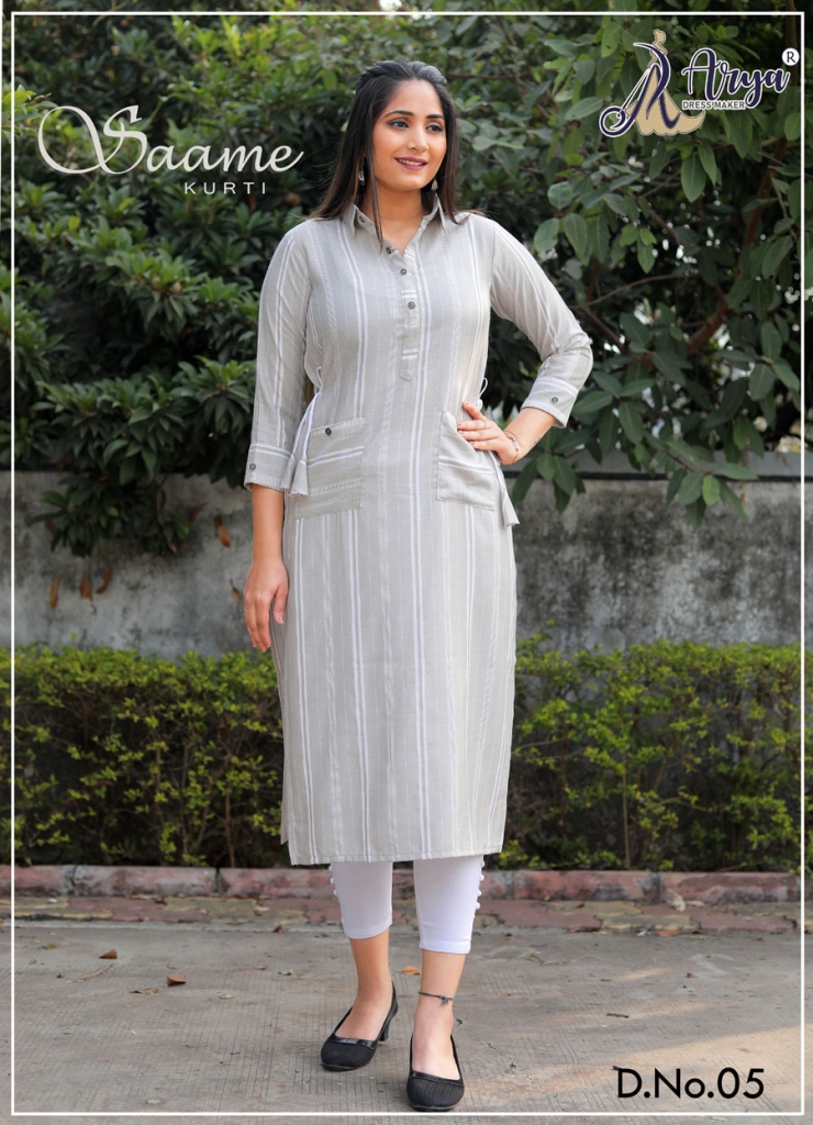 Buy Grey -Ikkat Printed Cotton Straight Readymade Kurti with embroidery in  the neck yoke online | Readymade Suits from ShrusEternity