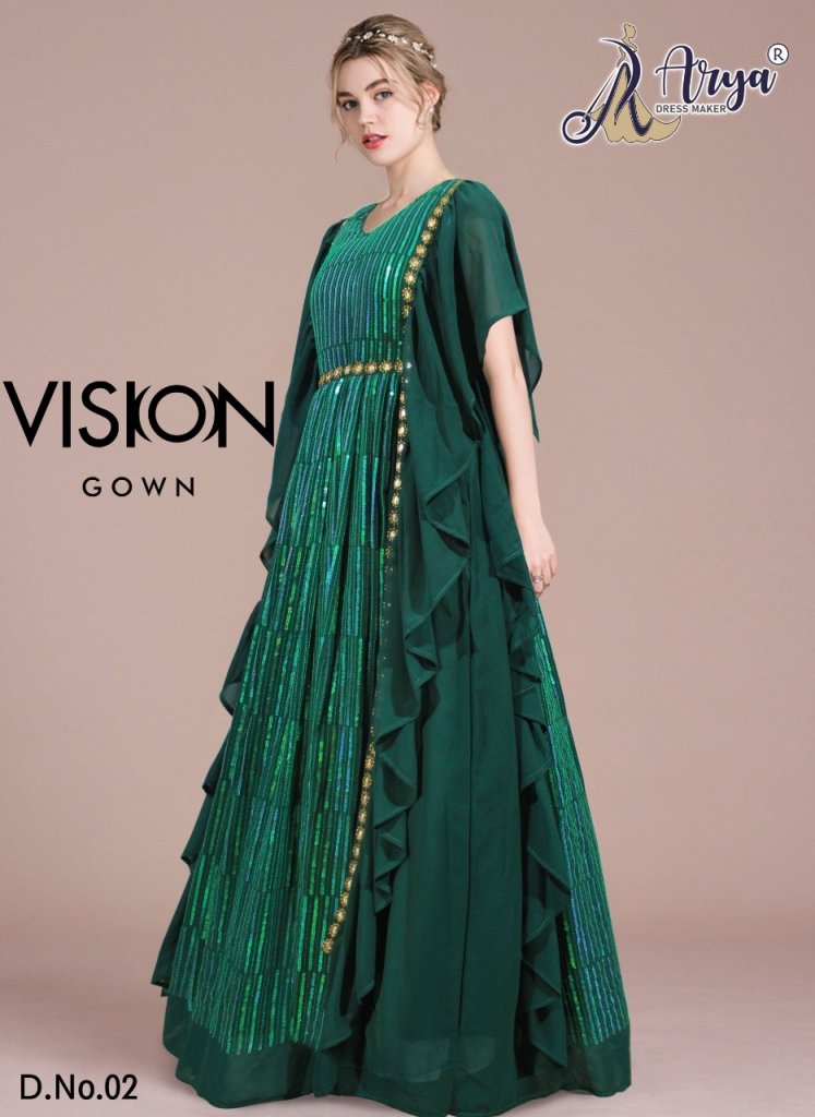 Green Designer Work Floor Length Trendy Gown buy online -