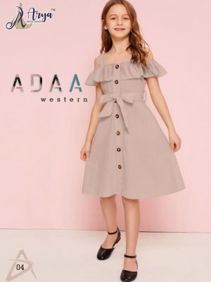 Adaa Beige Penguin lycra Off shoulder frock  kids wear D4  Kids  Wear