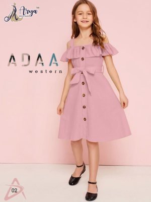 Adaa Pink Penguin lycra Off shoulder frock  kids wear D2 