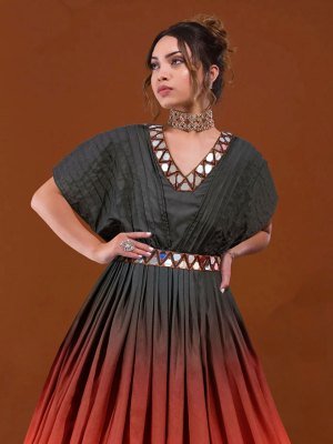 Aksha Poli Riyon  Mirror Work Long  Gown D4 Party Wear gown