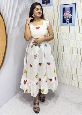 BUTTERFLY COTTON PRINTED WESTERN FROCK 