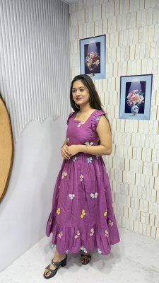 BUTTERFLY COTTON PRINTED WESTERN FROCK 