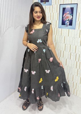 BUTTERFLY COTTON PRINTED WESTERN FROCK 