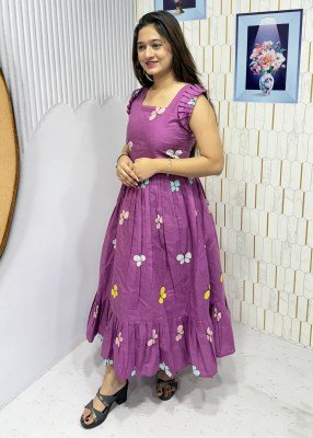 BUTTERFLY COTTON PRINTED WESTERN FROCK  Western Wear