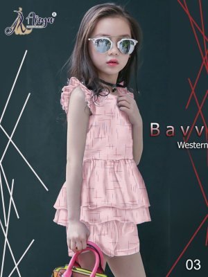 Bavv Baby Pink Khadi Cotton Western Top And Pant For Kids Wear D3