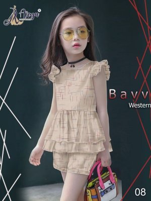 Bavv Cream Khadi Cotton Western Top And Pant For Kids Wear D8