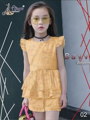 Bavv Mustard Khadi Cotton Western Top And Pant For Kids Wear D2 Kids  Wear