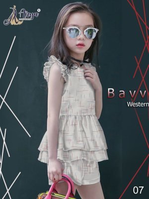 Bavv White Khadi Cotton Western Top And Pant For Kids Wear D7