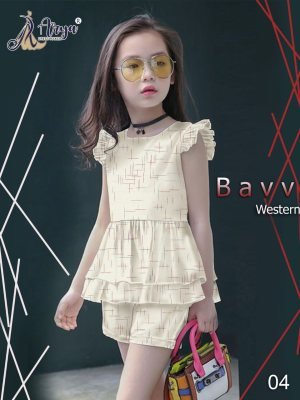 Bavv Yellow Khadi Cotton Western Top And Pant For Kids Wear D4