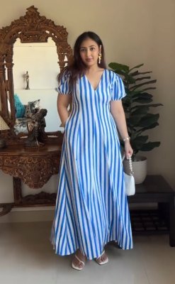 BlueBerry Stylish A line Long Western Dress  Western Wear