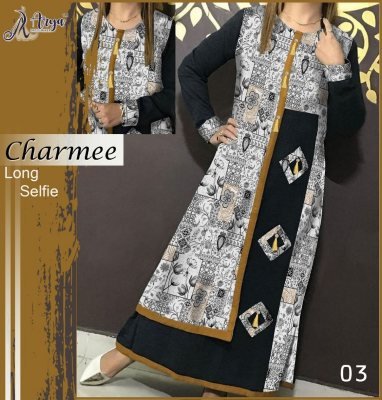 Charmee Black Reyon New Party Wear Fashionable Kurti For Women Wear D3