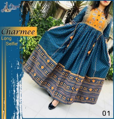 Charmee Blue Reyon New Party Wear Fashionable Kurti For Women Wear D1 party wear kurtis