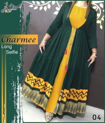 Charmee Green Reyon New Party Wear Fashionable Kurti For Women Wear D4