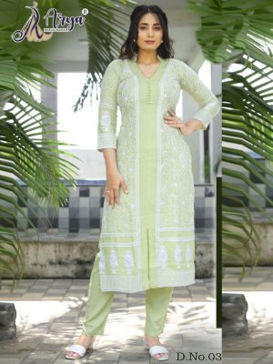 Devani Green Reyon Cotton Beautiful Embroidery Kurti With Pant For Women Wear D3