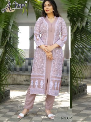 Devani Reyon Cotton Beautiful Embroidery Kurti With Pant For Women Wear D2