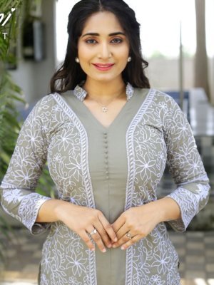 Devani Reyon Cotton Beautiful Embroidery Kurti With Pant For Women Wear D1 fancy kurtis
