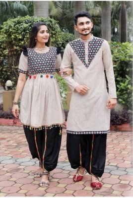 Dholida ladies dress Khadi Cotton Tread Work Dhoti And Kedia  D2 NAVRATRI