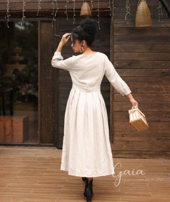 FIORA   EMBROIDERY FLORAL LONG WESTERN DRESS  Western Wear
