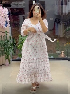 FIRANA Flared Tiered Georgette Gown with Jacket WESTERN WEAR