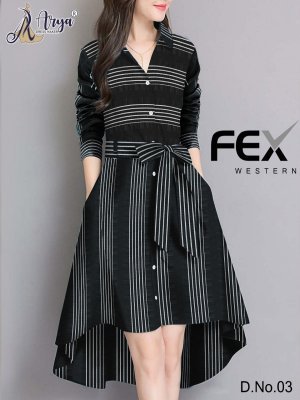 Fex Black Viscose Lining Party Wear Western Dresses For Women Wear D3