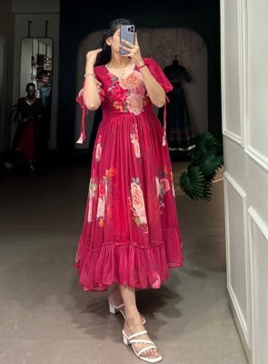 GULAABO LONG WESTERN FLORAL FROCK WESTERN WEAR