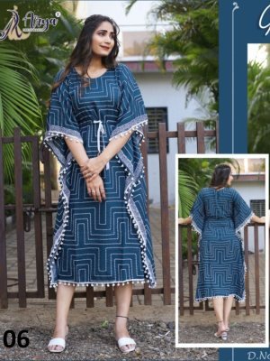 Goldee Blue Reyon Stylish New Trendy Kaftan Western For Women Wear D6 KAFTAN