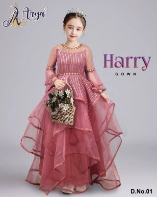 Harry Georgette Sequence Work Full flair Children Gown D1