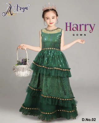 Harry Georgette Sequence Work Full flair Children Gown D2 Kids  Wear