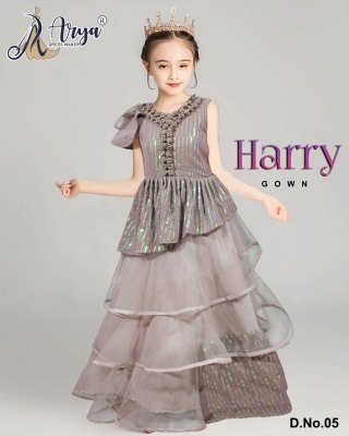 Harry Georgette Sequence Work Full flair Children Gown D5