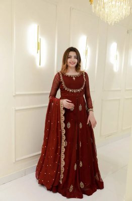  Hurain Anarkali Long Gown With Dupatta 