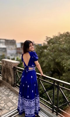 IZNA LONG WESTERN DRESS WITH SIDE SLITS BLUE   Western Wear