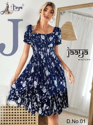 Jaaya Blue Rayon Cotton New Trendy Good Looking Western Wear For Women D1