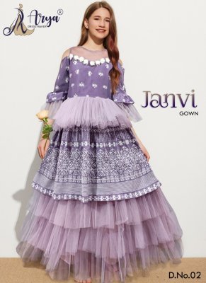 Janvi Soft Net Thread Work Children Gown D2 Kids  Wear