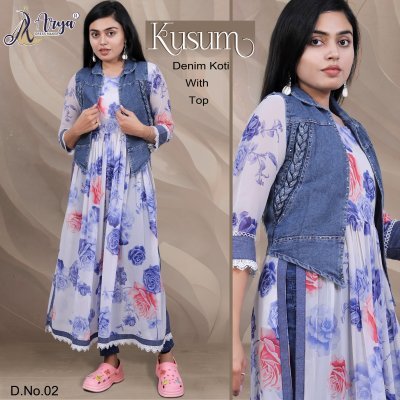KUSUM DENIM KOTI WITH LONG KURTI COLLECTION 02  Western Wear