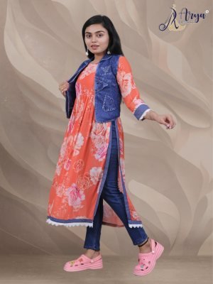 KUSUM DENIM KOTI WITH LONG KURTI COLLECTION 01  Western Wear