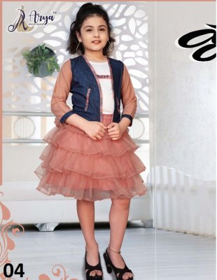 Kruti Gajari Reyon Digital Print Soft Net Frock With Koti Kids Wear  D4 