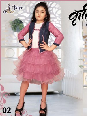 Kruti Pink Reyon Digital Print Soft Net Frock With Koti Kids Wear  D2 
