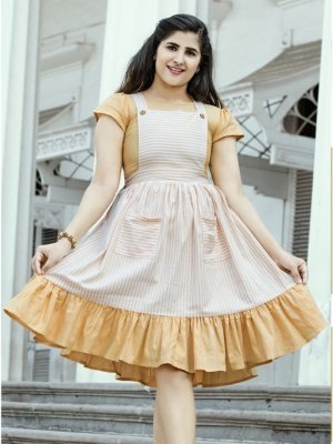 Lovely Yellow Cotton New Trendy Western Dress For Women Wear D1  Western Wear