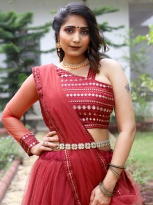 Madhushala Red Satin Benglory New Trendy Party Wear Lehenga With Unstitched Blouse For Women Wear D3 Lehenga