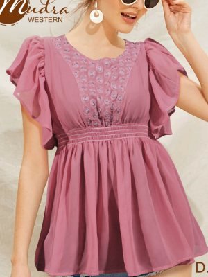 Mudra Georgette Thread Work Top For Girls D1 TOP