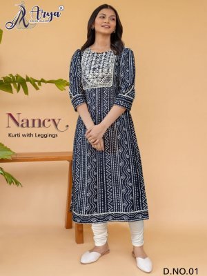 Nancy Kurti With Lehhings and thread work 01 fancy kurtis