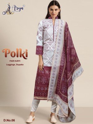 Polki Solid Poly Reyon Kurti With leggings   Dupatta Set  D6 