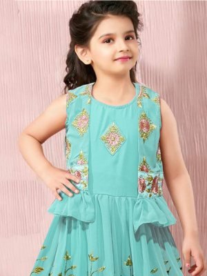 RAJANI GEORGETTE  GOWN AND KOTI  FOR  CHILDREN  D1 Kids  Wear