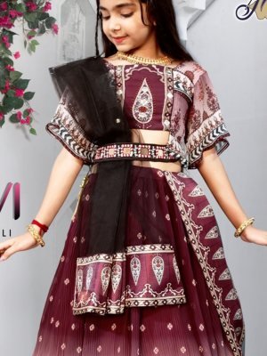 Raavi lahenga choli Georgette Kreez Print D5 Kids  Wear