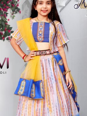 Raavi lahenga choli Georgette Kreez Print D2 Kids  Wear
