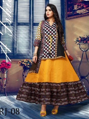 Rajwadi Chanderi Cotton Designer long Gown for women wear  D8
